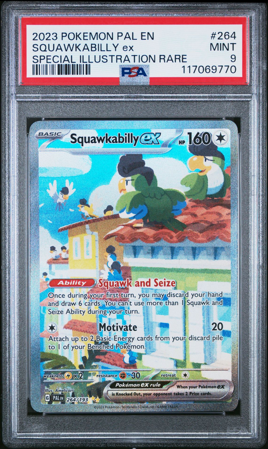 2023 Pokemon Pal En-Paldea Evolved Squawkabilly Ex #264 (Special Illustration Rare) Mint 9 front