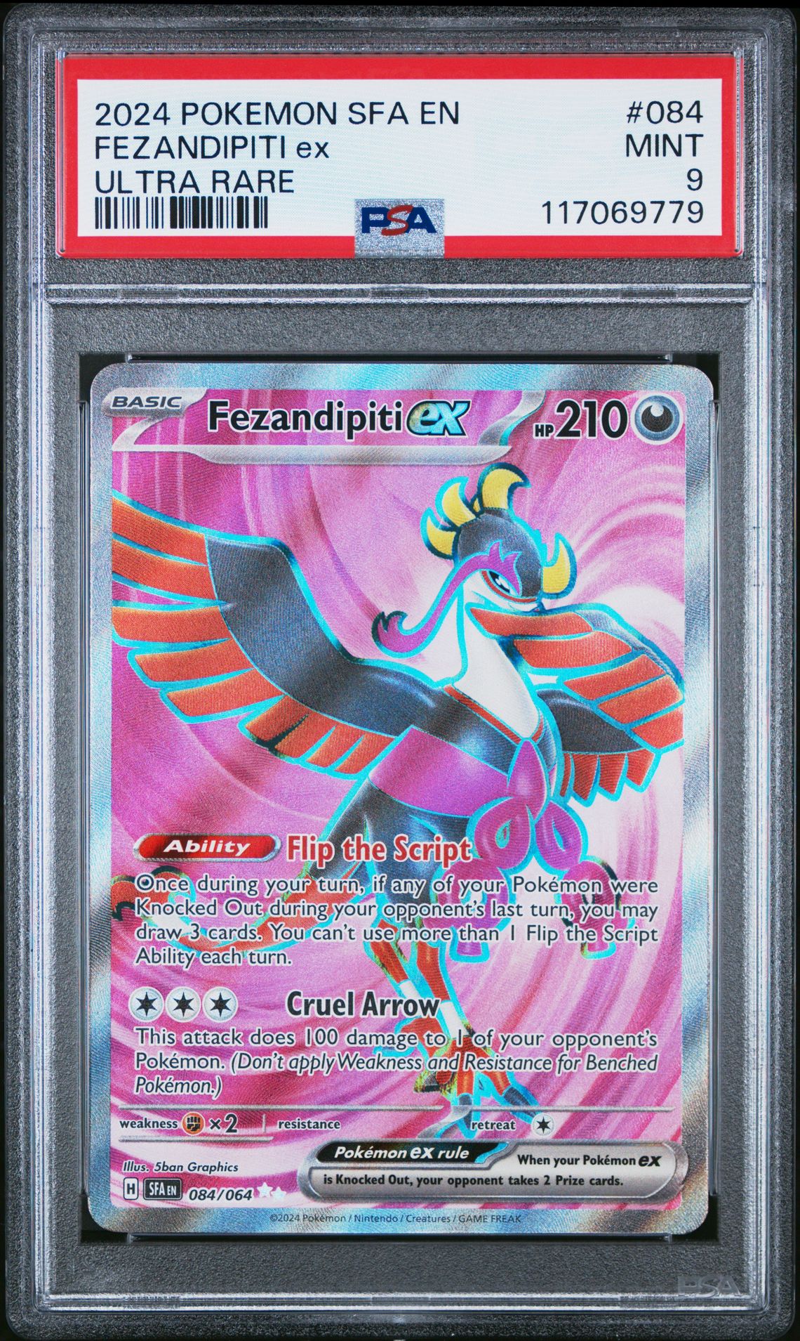 2024 Pokemon Sfa En-Shrouded Fable Fezandipiti Ex #084 (Ultra Rare) Mint 9 front