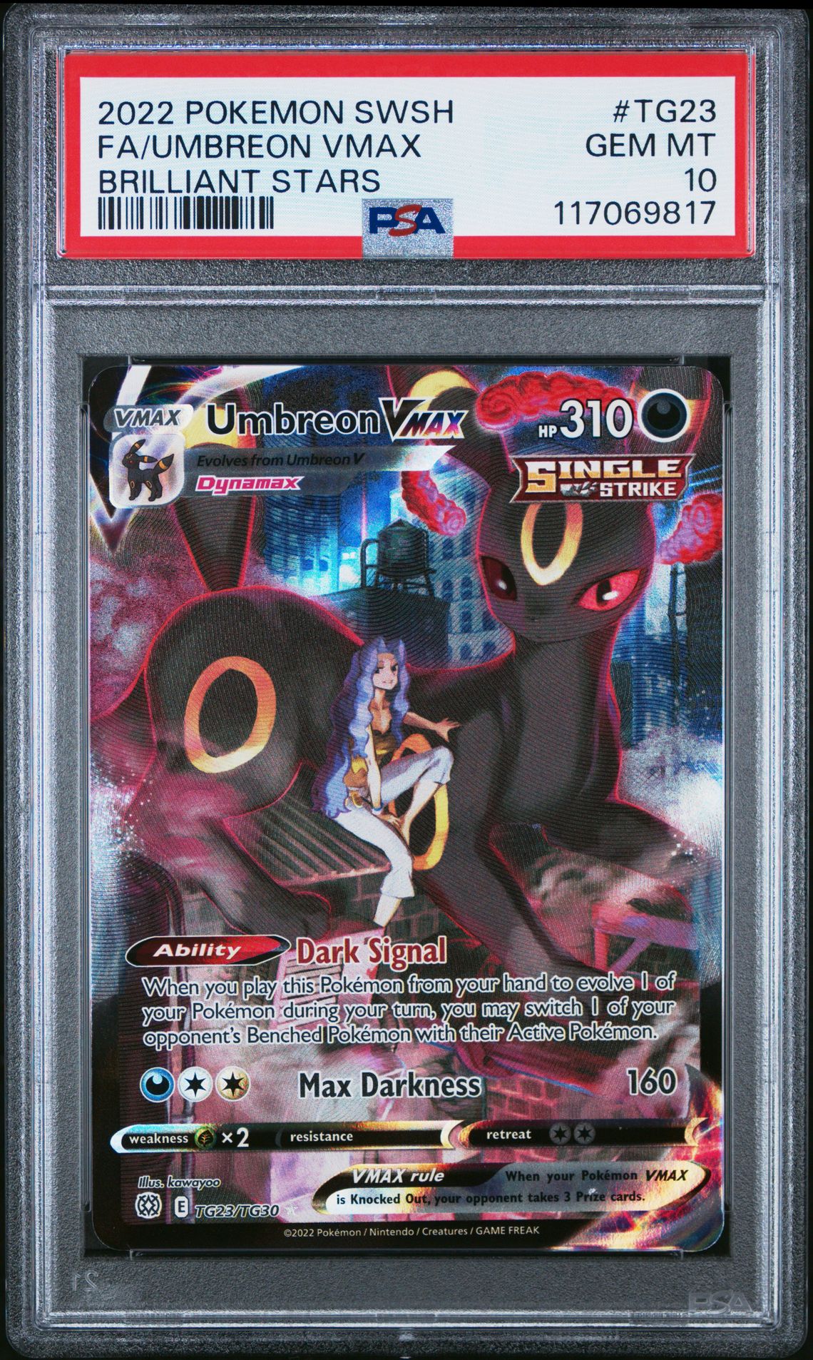 2022 Pokemon Sword & Shield Brilliant Stars Fa/Umbreon Vmax #Tg23 (Brilliant Stars) Gem Mt 10 front