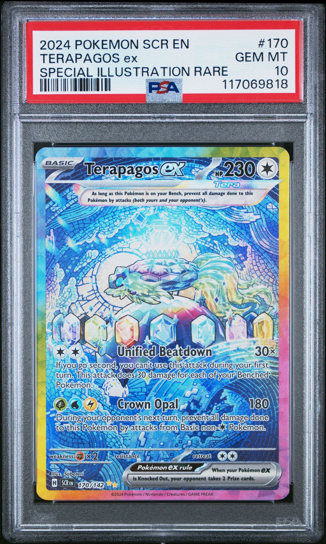 2024 Pokemon Scr En-Stellar Crown Terapagos Ex #170 (Special Illustration Rare) Gem Mt 10 front
