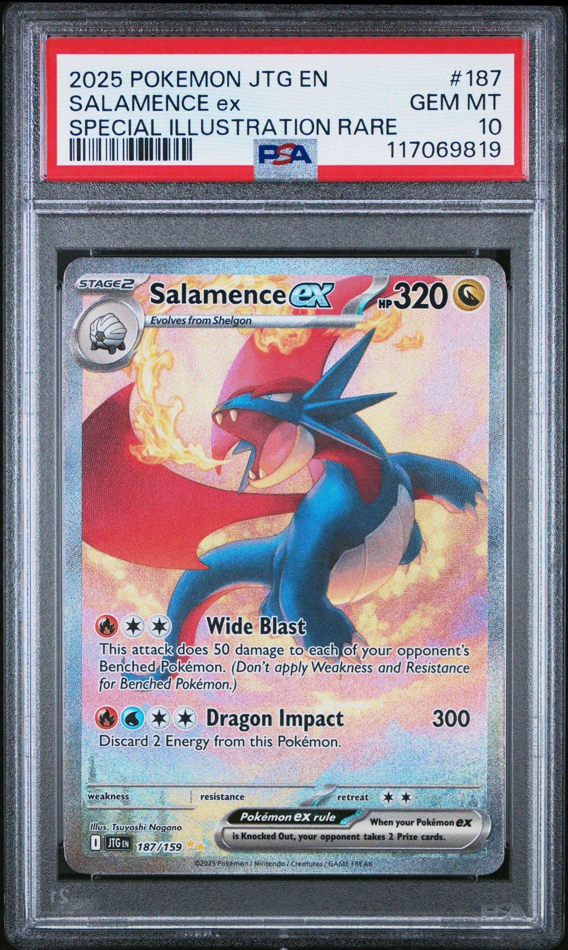 2025 Pokemon Jtg En-Journey Together Salamence Ex #187 (Special Illustration Rare) Gem Mt 10 front