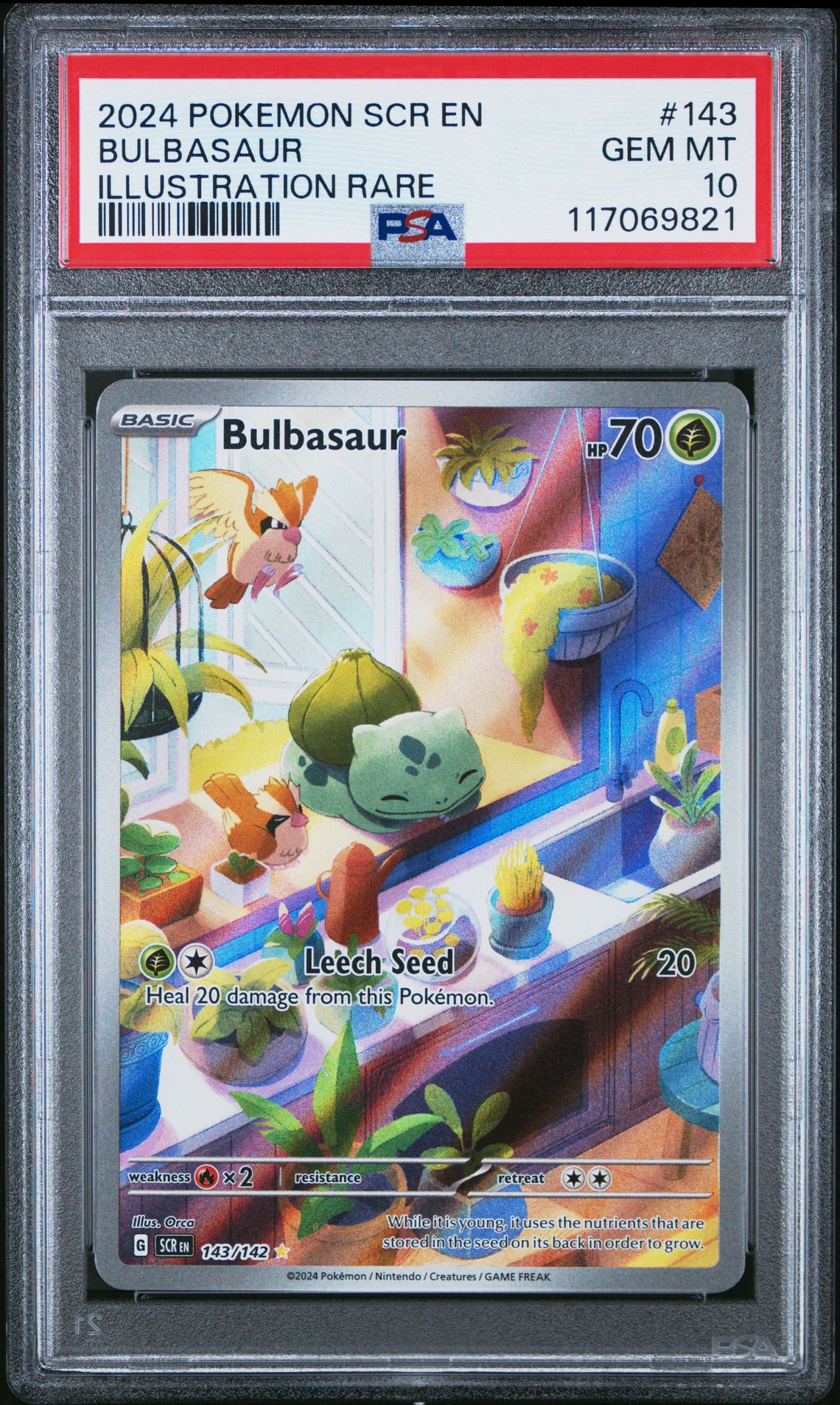 2024 Pokemon Scr En-Stellar Crown Bulbasaur #143 (Illustration Rare) Gem Mt 10 front