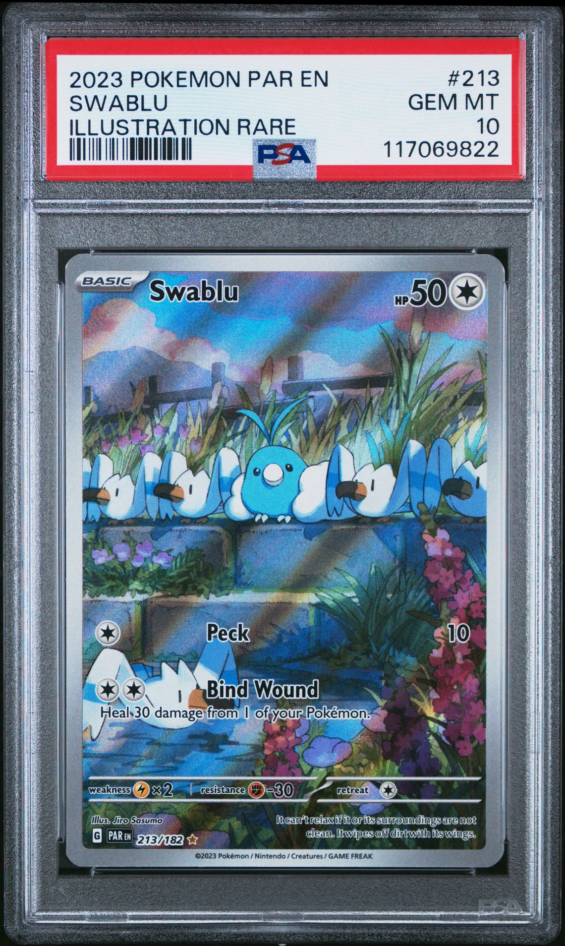 2023 Pokemon Par En-Paradox Rift Swablu #213 (Illustration Rare) Gem Mt 10 front