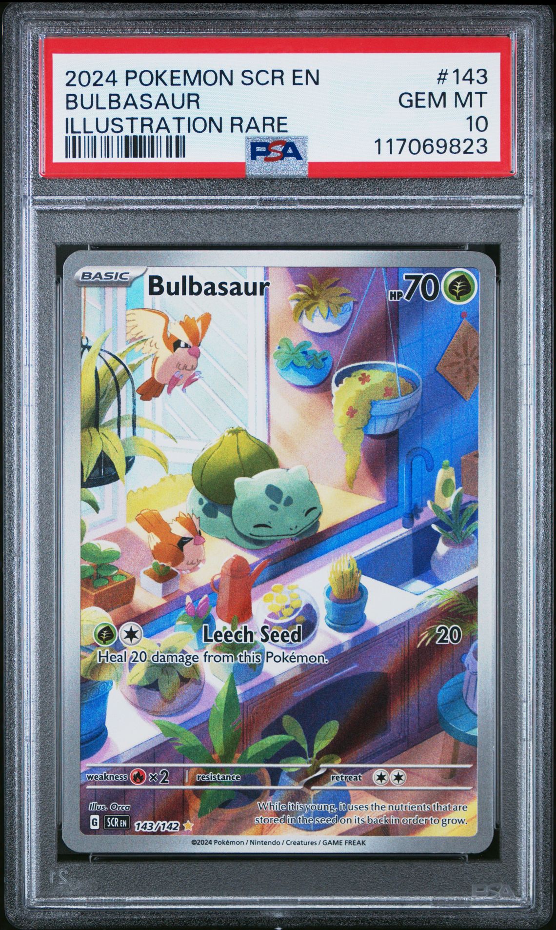 2024 Pokemon Scr En-Stellar Crown Bulbasaur #143 (Illustration Rare) Gem Mt 10 front