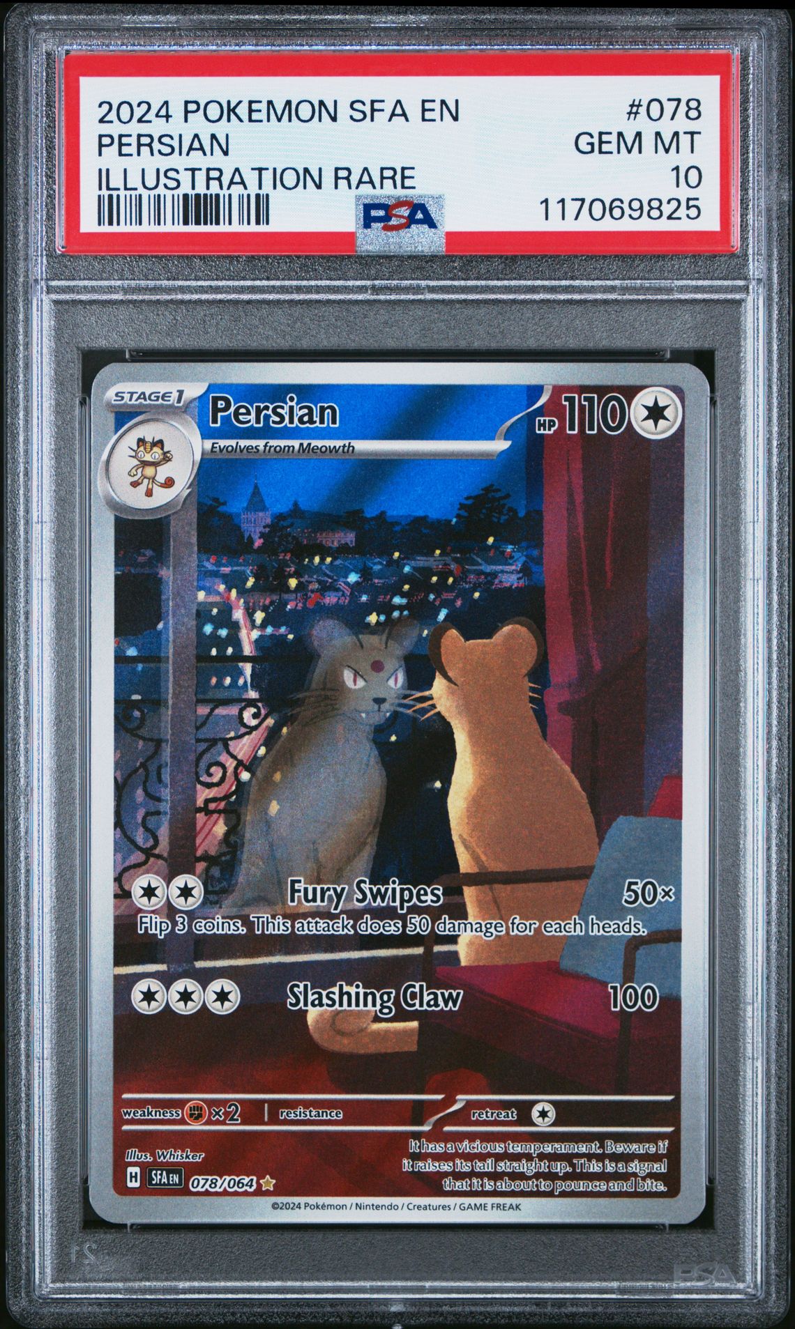2024 Pokemon Sfa En-Shrouded Fable Persian #078 (Illustration Rare) Gem Mt 10 front