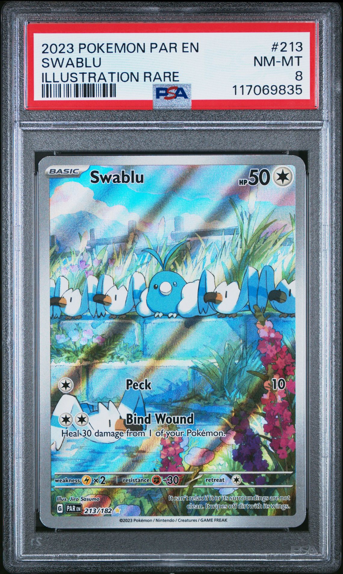 2023 Pokemon Par En-Paradox Rift Swablu #213 (Illustration Rare) Nm-Mt 8 front