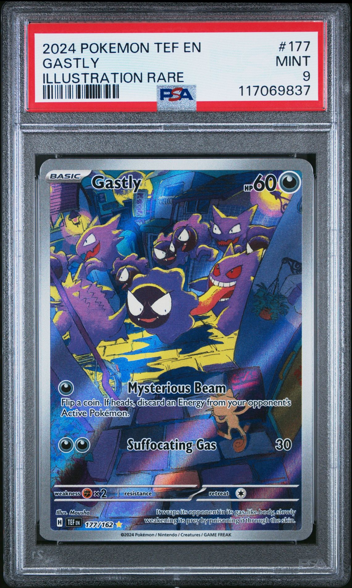 2024 Pokemon Tef En-Temporal Forces Gastly #177 (Illustration Rare) Mint 9 front