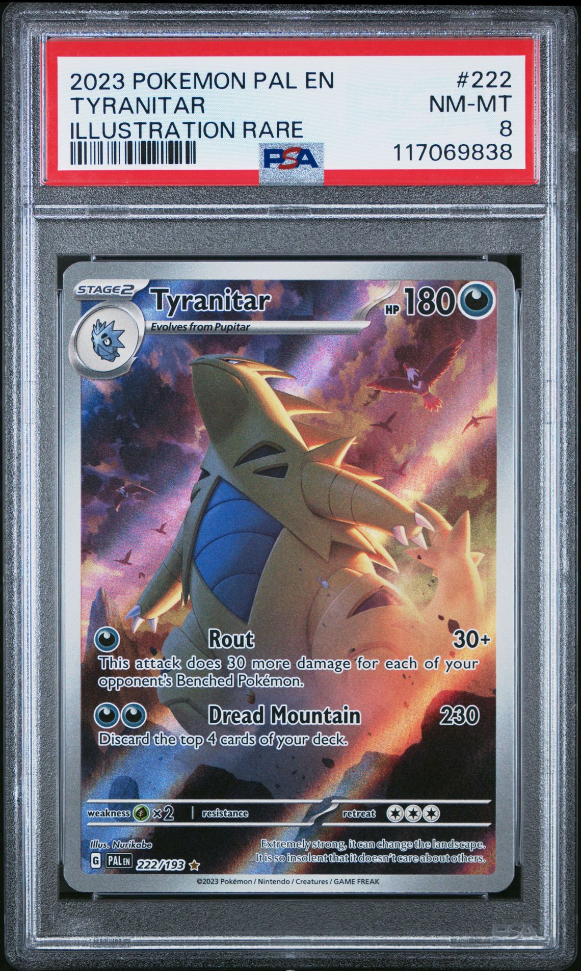 2023 Pokemon Pal En-Paldea Evolved Tyranitar #222 (Illustration Rare) Nm-Mt 8 front