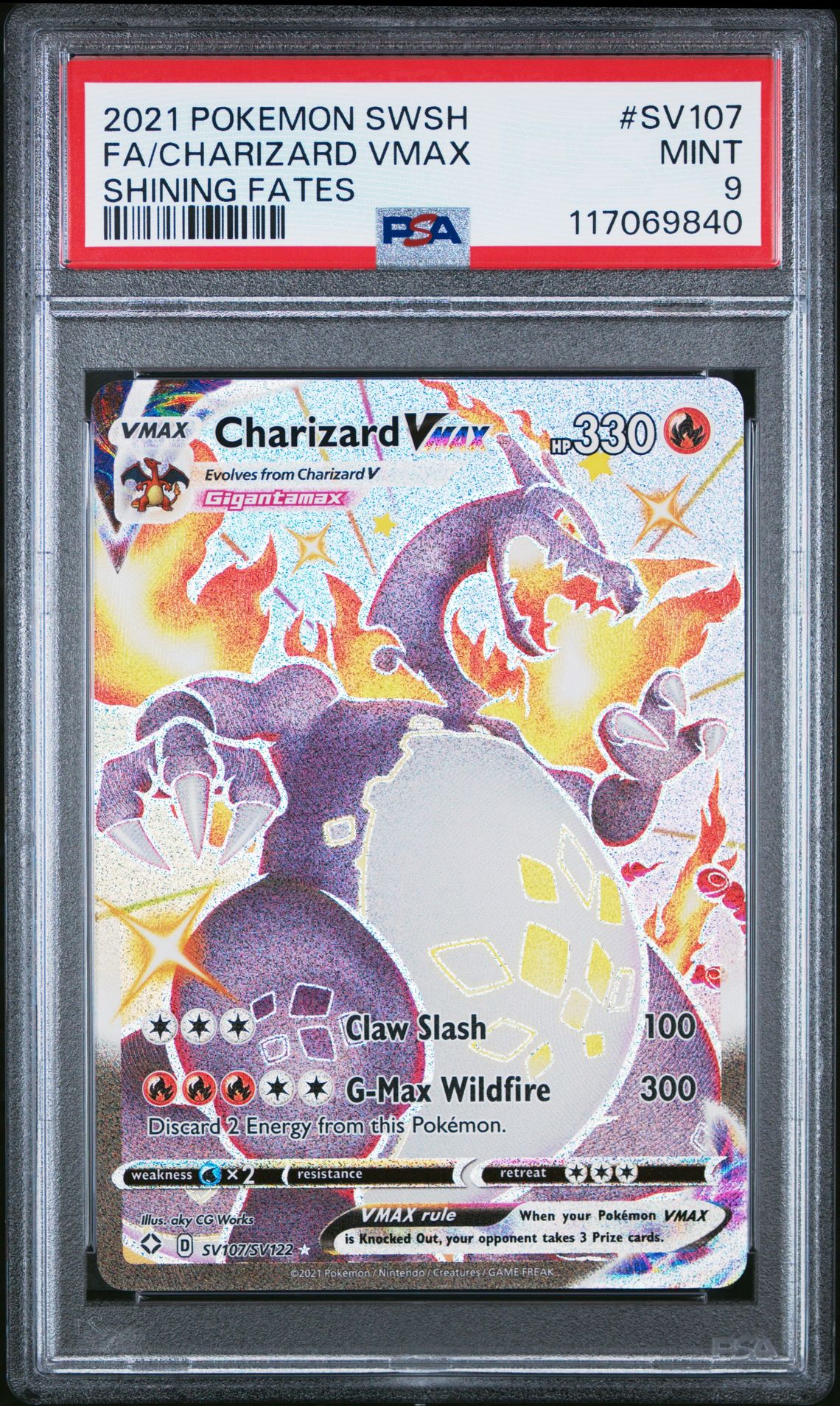 2021 Pokemon Sword & Shield Shining Fates Fa/Charizard Vmax #Sv107 (Shining Fates) Mint 9 front