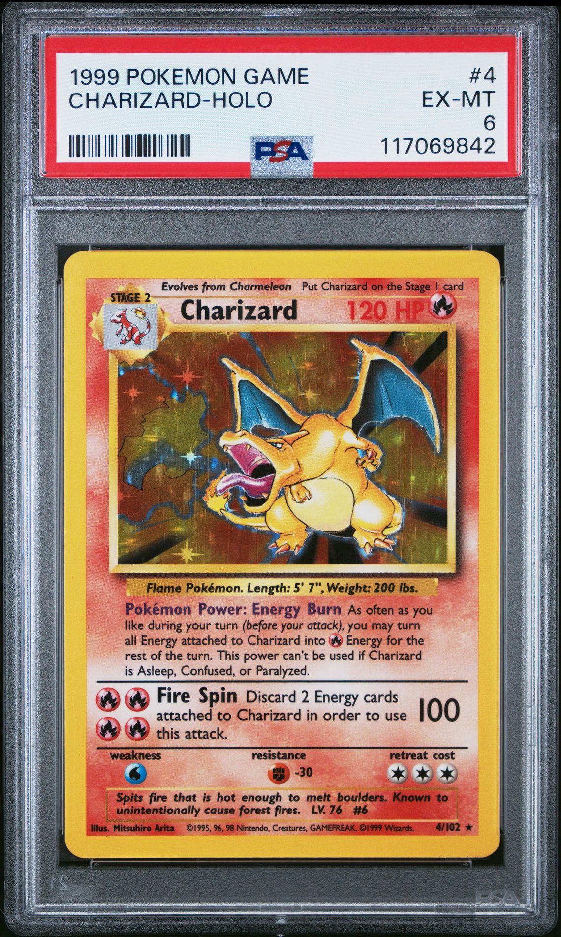 1999 Pokemon Game Charizard-Holo #4 Ex-Mt 6 front