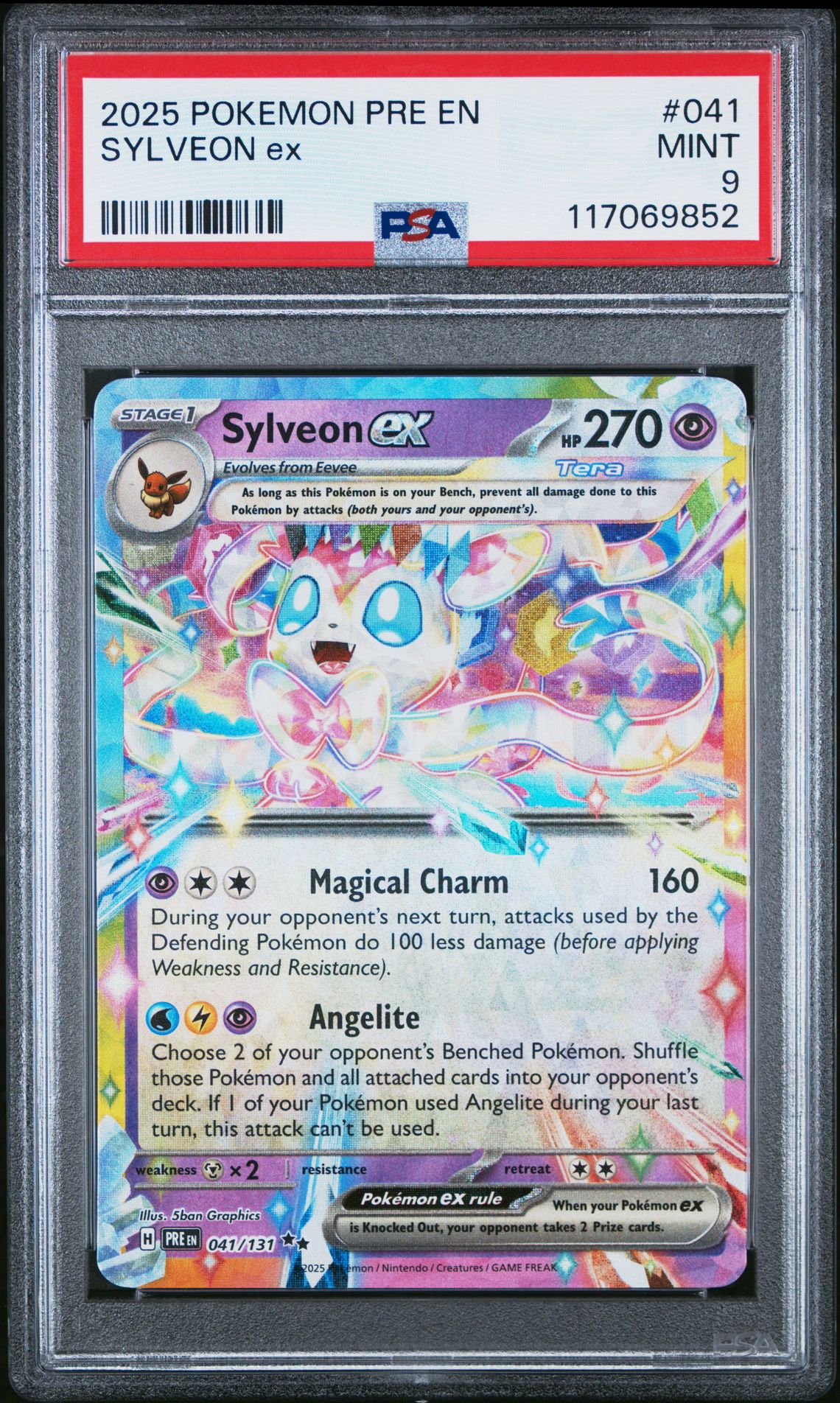2025 Pokemon Pre En-Prismatic Evolutions Sylveon Ex #041 Mint 9 front