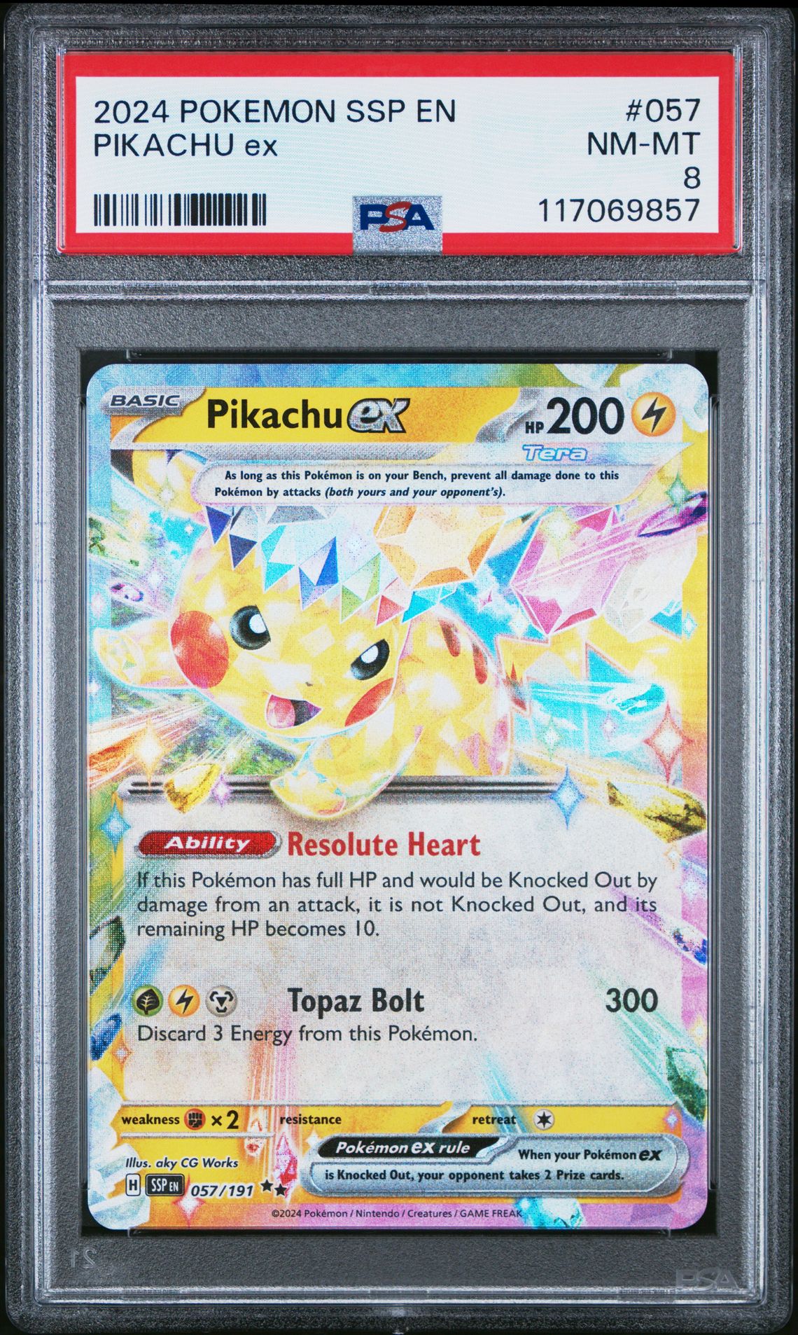 2024 Pokemon Ssp En-Surging Sparks Pikachu Ex #057 Nm-Mt 8 front