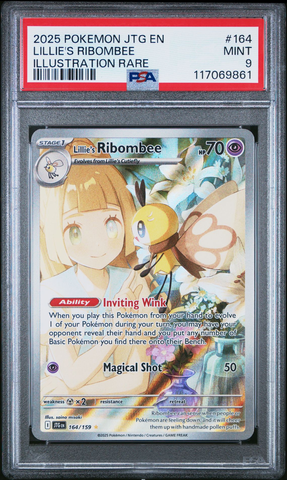 2025 Pokemon Jtg En-Journey Together Lillie's Ribombee #164 (Illustration Rare) Mint 9 front