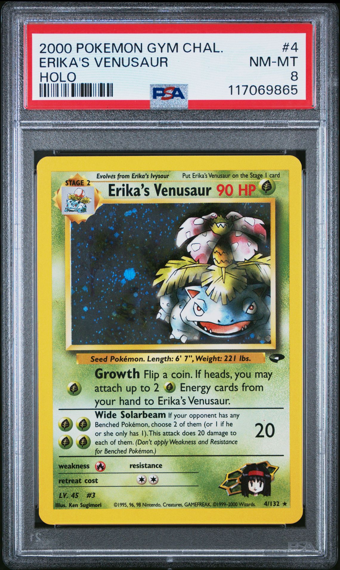 2000 Pokemon Gym Challenge Erika's Venusaur #4 (Holo) Nm-Mt 8 front