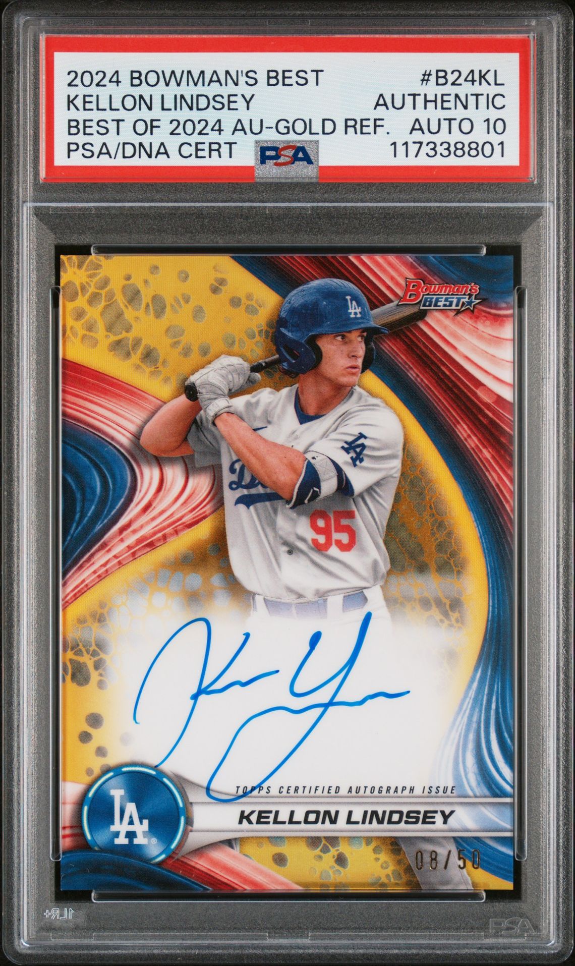 2024 Bowman's Best Best Of 2024 Autographs Kellon Lindsey #B24Kl (Best Of 2024 Au-Gold Ref.) N0: Authentic front