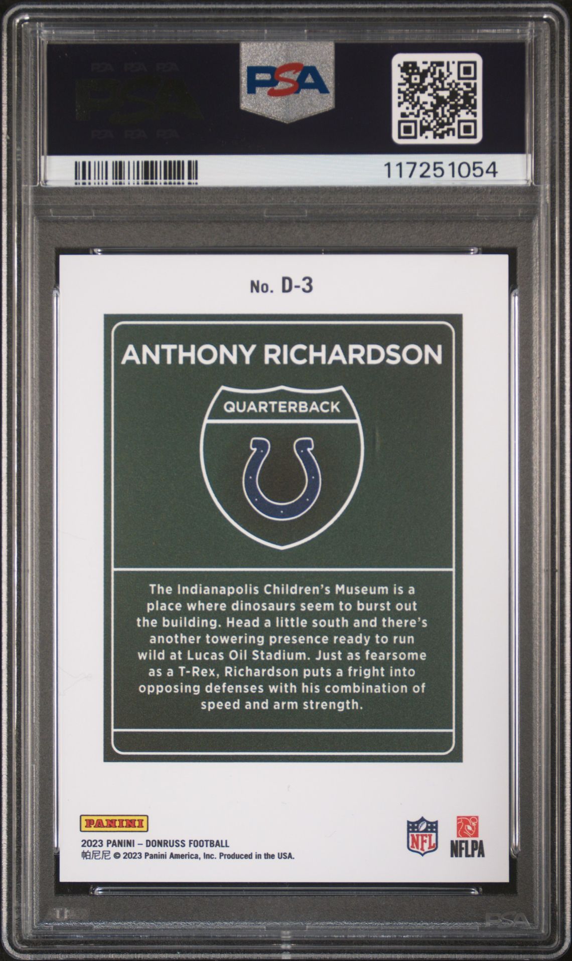2023 Panini Donruss Downtown! Anthony Richardson #D3 Nm-Mt 8 back