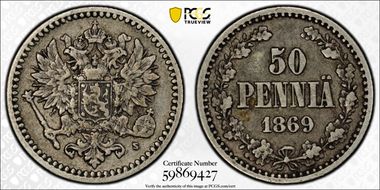 1869-S 50 Pen VF35