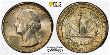 1934 25C Medium Motto MS66+ 