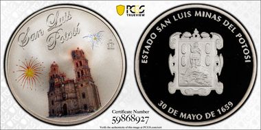 No Date-Mo Medal Cathedral of San Luis Potosi Colorized Ag PR69DCAM