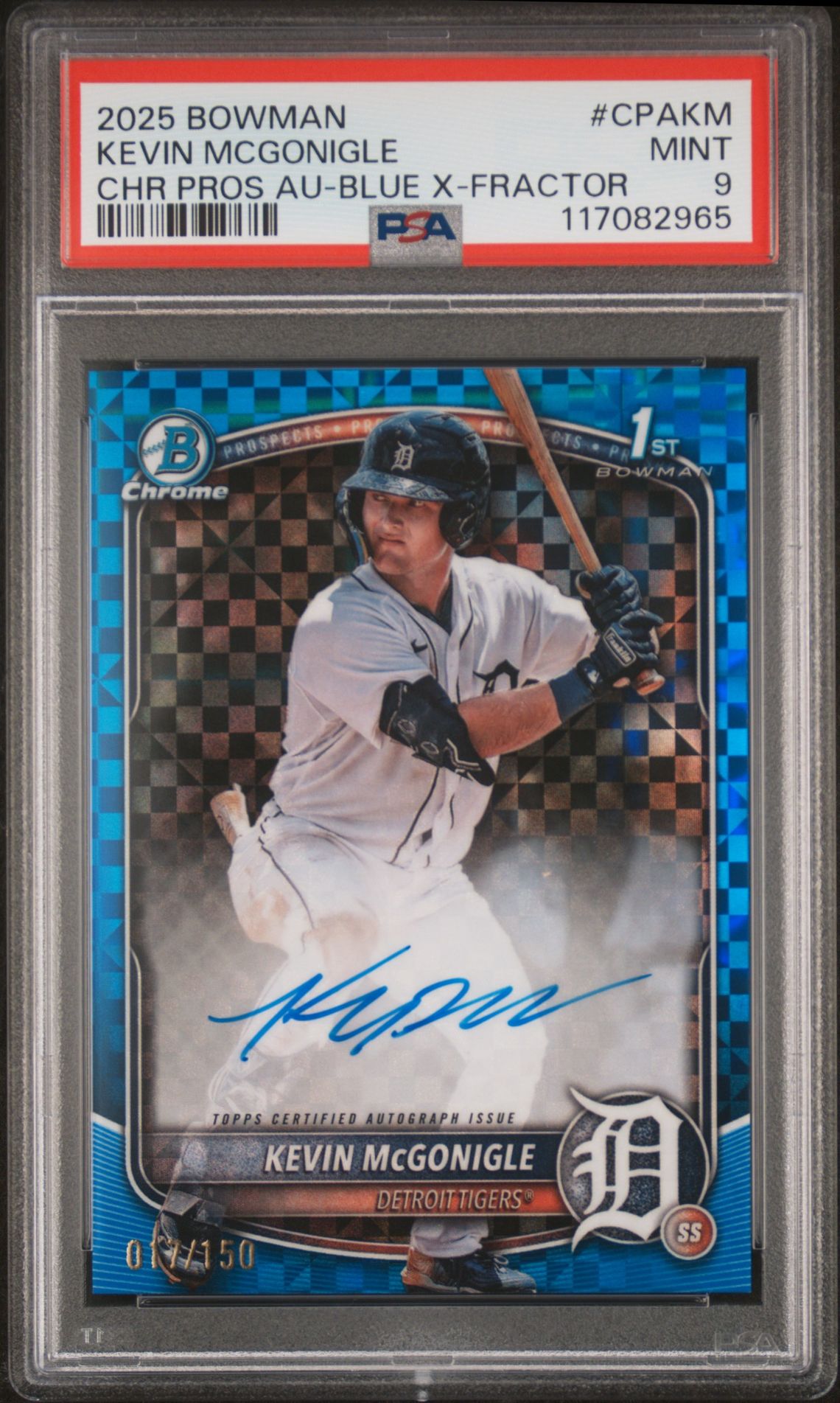 2025 Bowman BOWMAN CHROME PROSPECT AUTOGRAPHS Xfractor #CPAKM Kevin Mcgonigle front