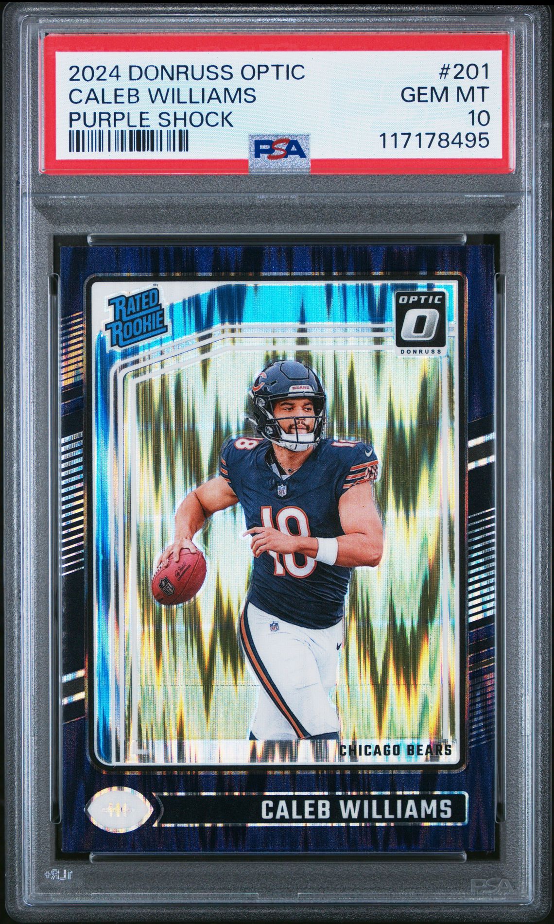 2024 Panini Donruss Optic Caleb Williams #201 (Purple Shock) Gem Mt 10 front