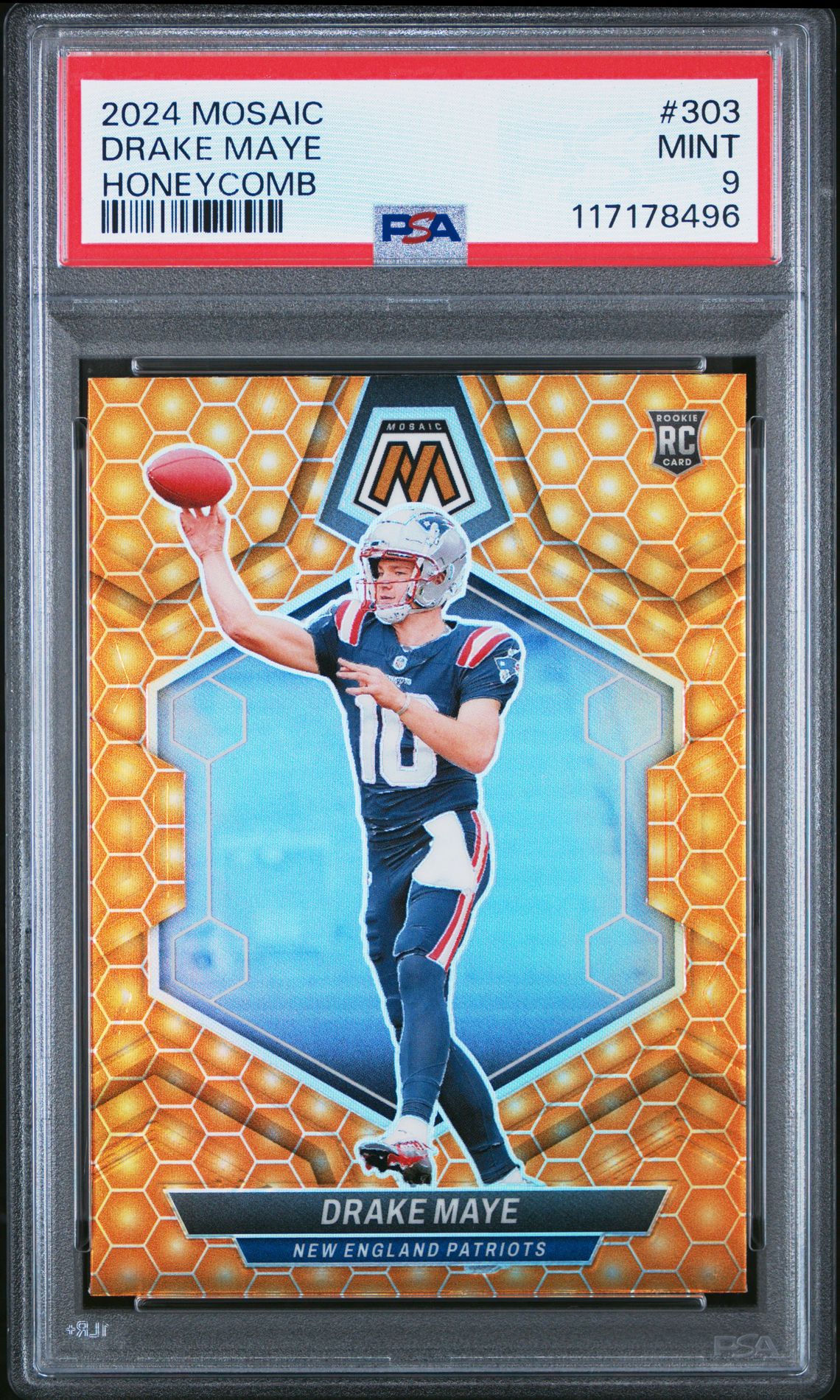 2024 Panini Mosaic Drake Maye #303 (Honeycomb) Mint 9 front