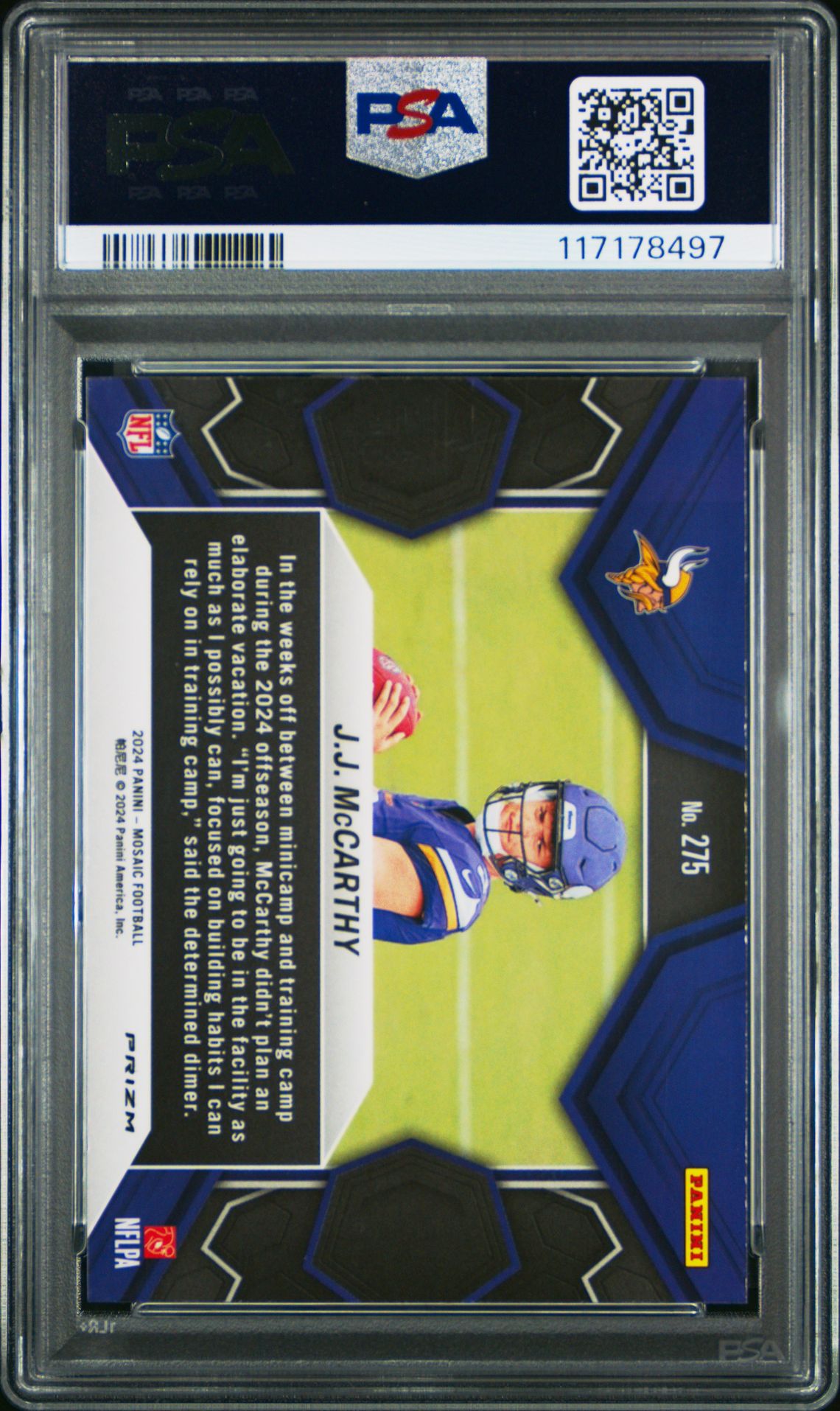 2024 Panini Mosaic Jj Mccarthy #275 (Honeycomb) Mint 9 back