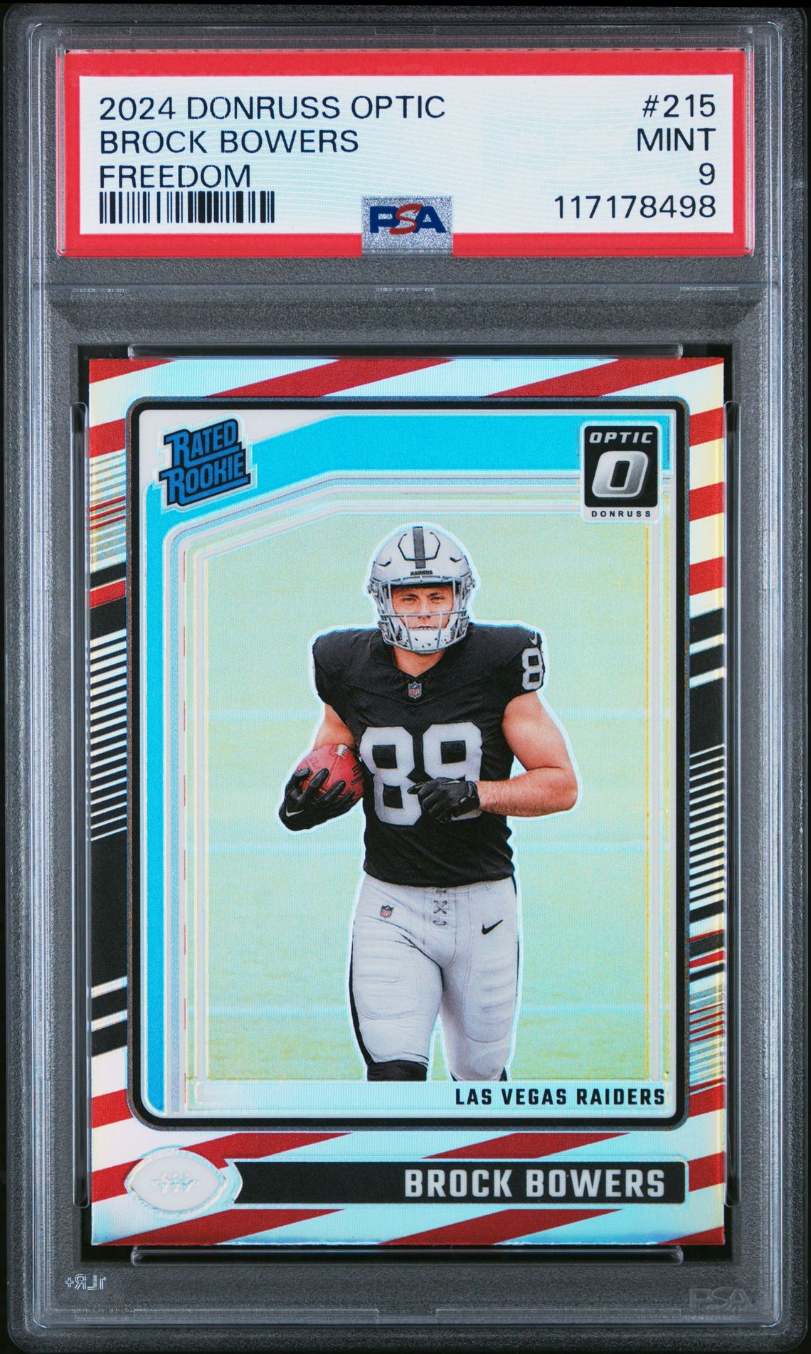 2024 Panini Donruss Optic Brock Bowers #215 (Freedom) Mint 9 front