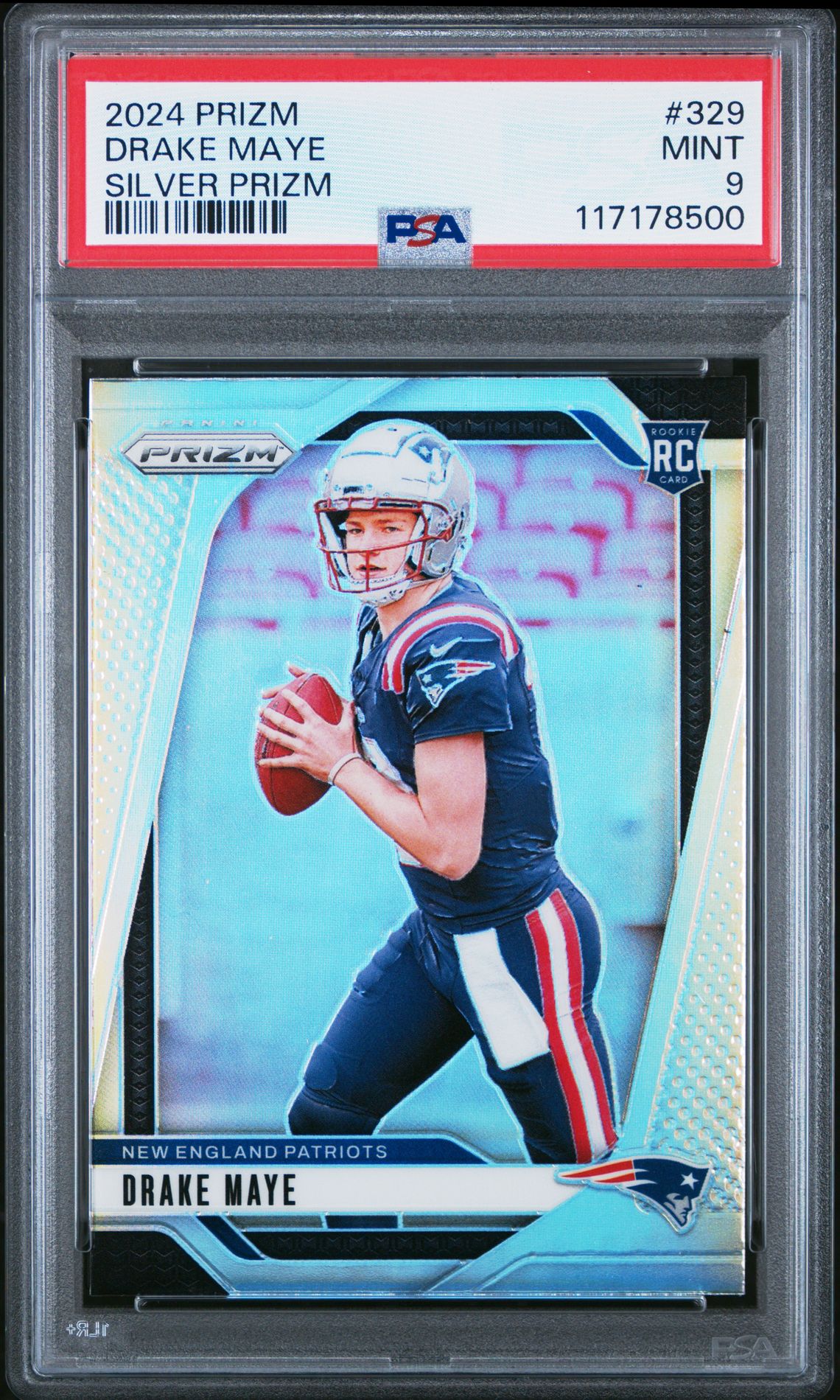 2024 Panini Prizm Drake Maye #329 (Silver Prizm) Mint 9 front