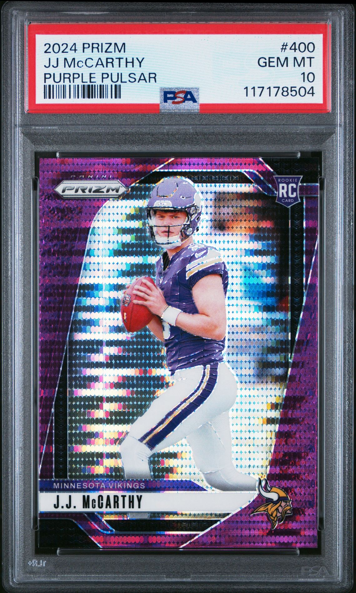 2024 Panini Prizm Jj Mccarthy #400 (Purple Pulsar) Gem Mt 10 front