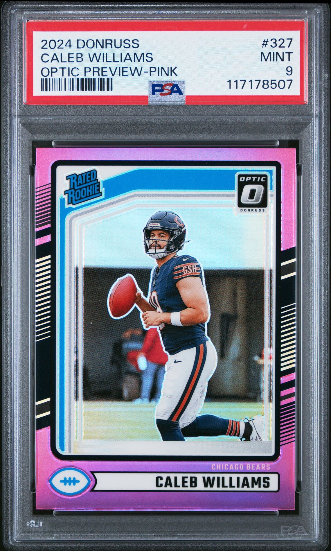 2024 Panini Donruss Caleb Williams #327 (Optic Preview-Pink) Mint 9 front