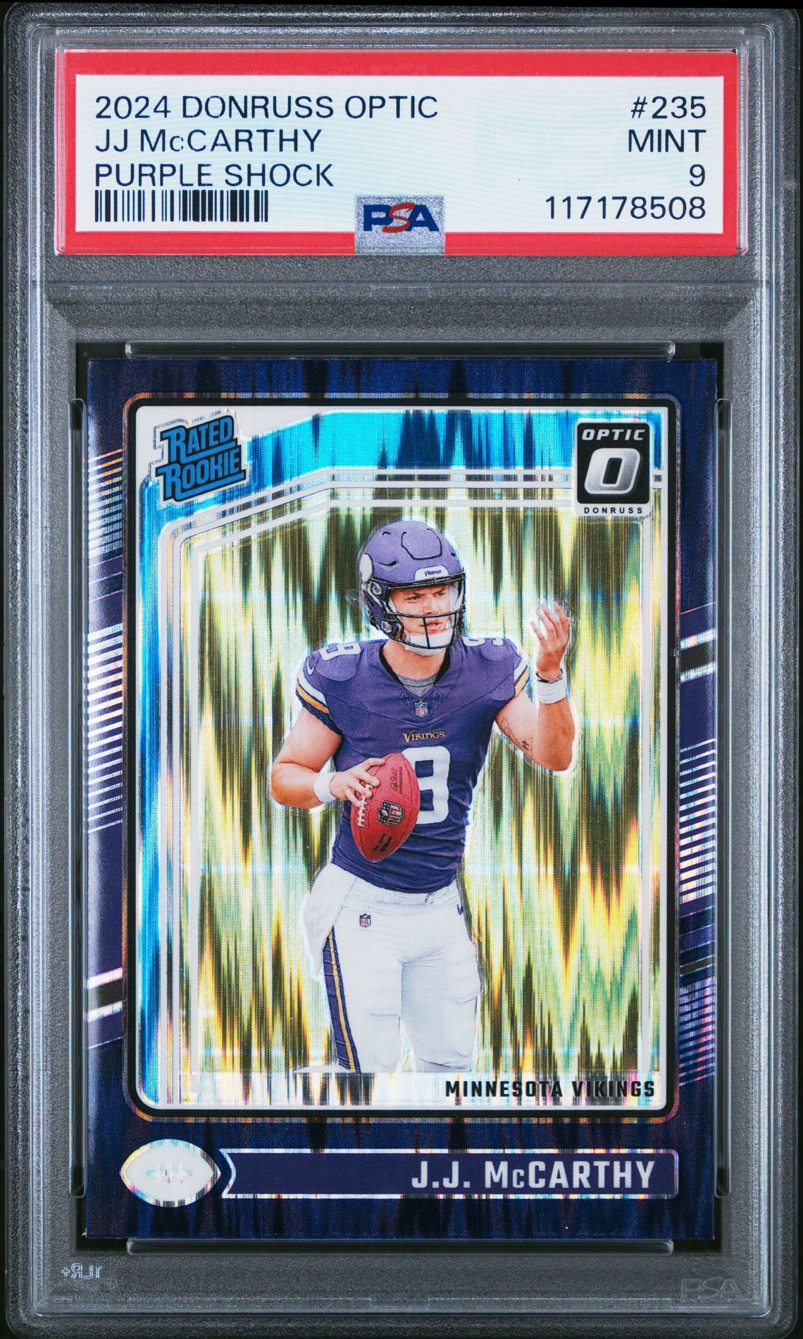2024 Panini Donruss Optic Jj Mccarthy #235 (Purple Shock) Mint 9 front