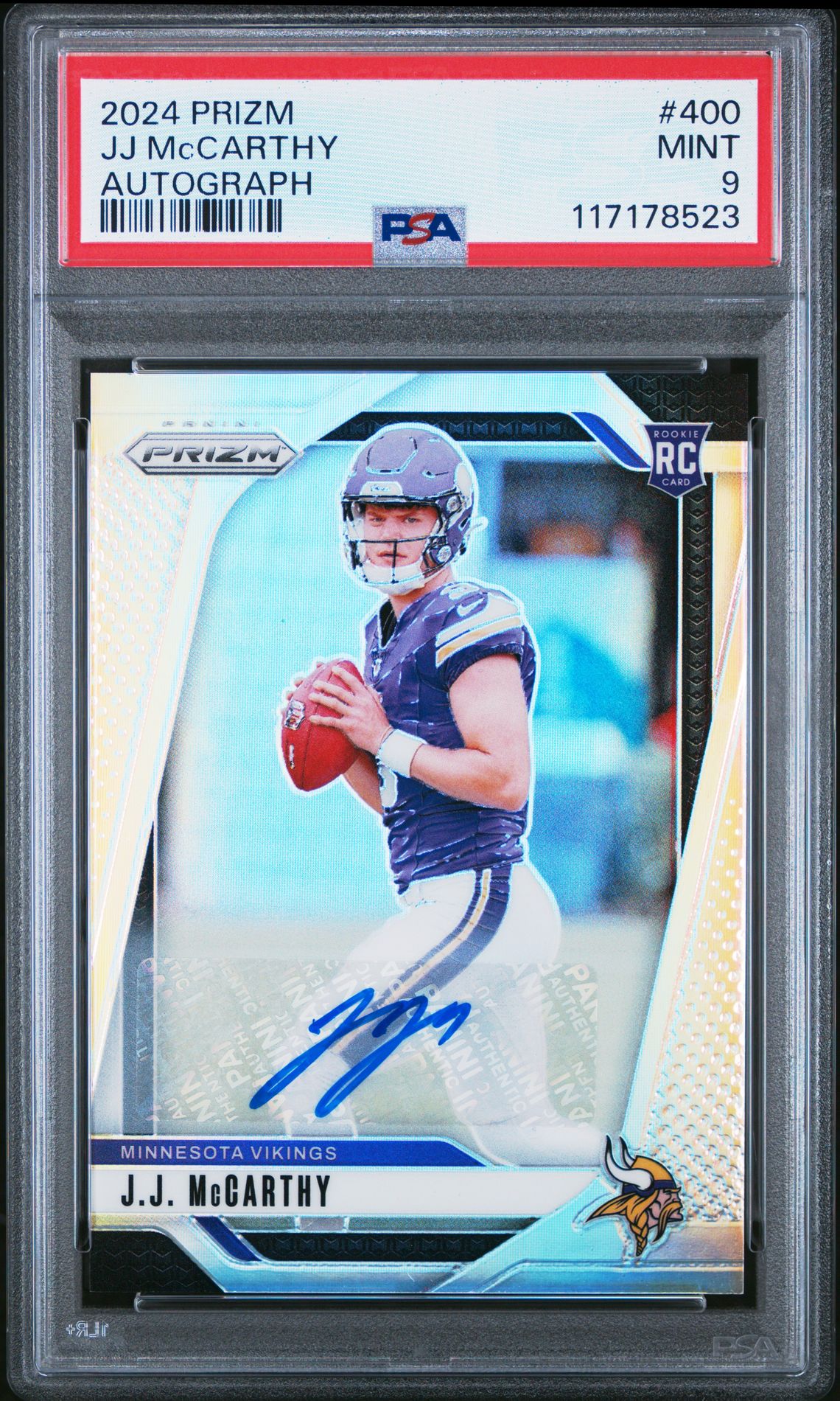 2024 Panini Prizm Jj Mccarthy #400 (Autograph) Mint 9 front