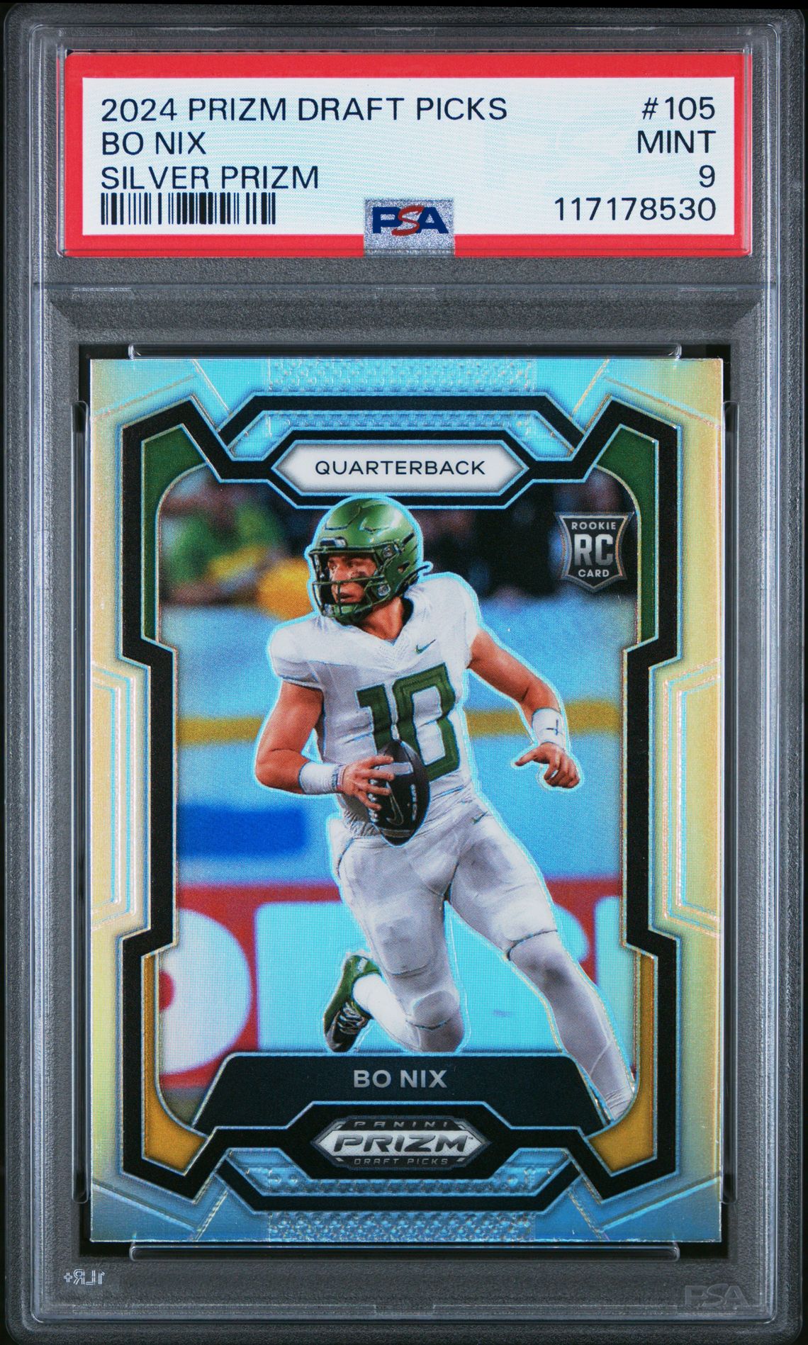 2024 Panini Prizm Draft Picks Bo Nix #105 (Silver Prizm) Mint 9 front