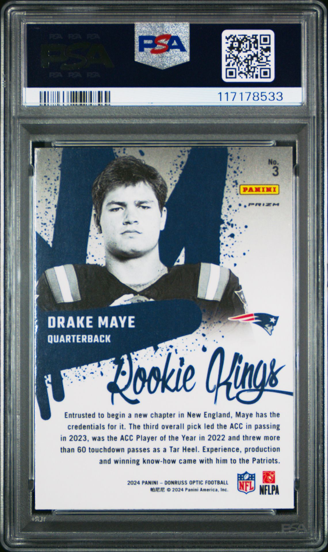 2024 Panini Donruss Optic Rookie Kings Drake Maye #3 Mint 9 back