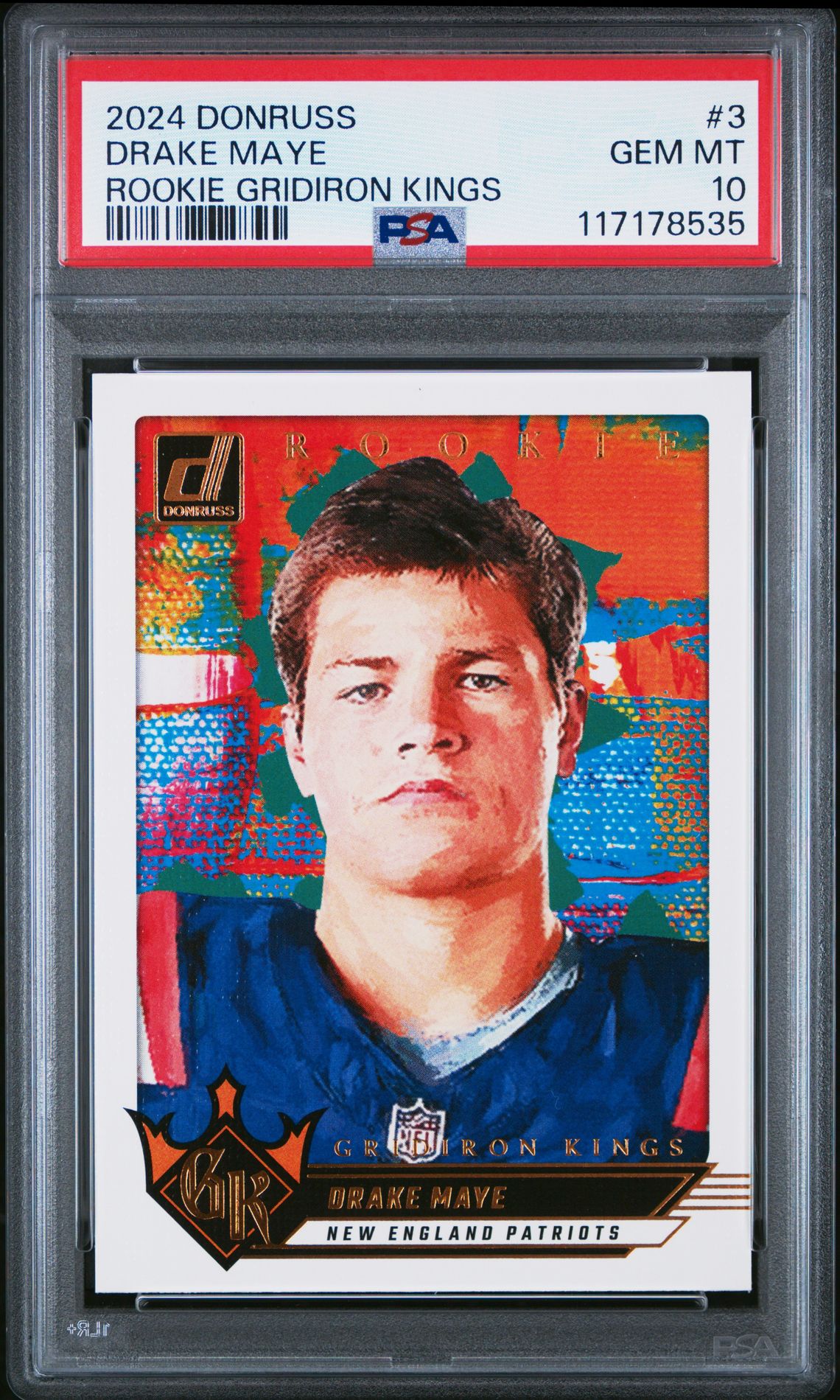 2024 Panini Donruss Rookie Gridiron Kings Drake Maye #3 Gem Mt 10 front