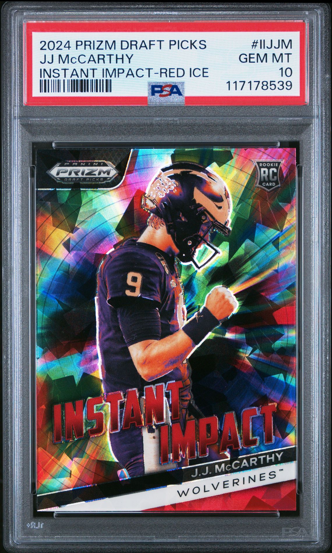 2024 Panini Prizm Draft Picks Instant Impact Jj Mccarthy #Iijjm (Instant Impact-Red Ice) Gem Mt 10 front