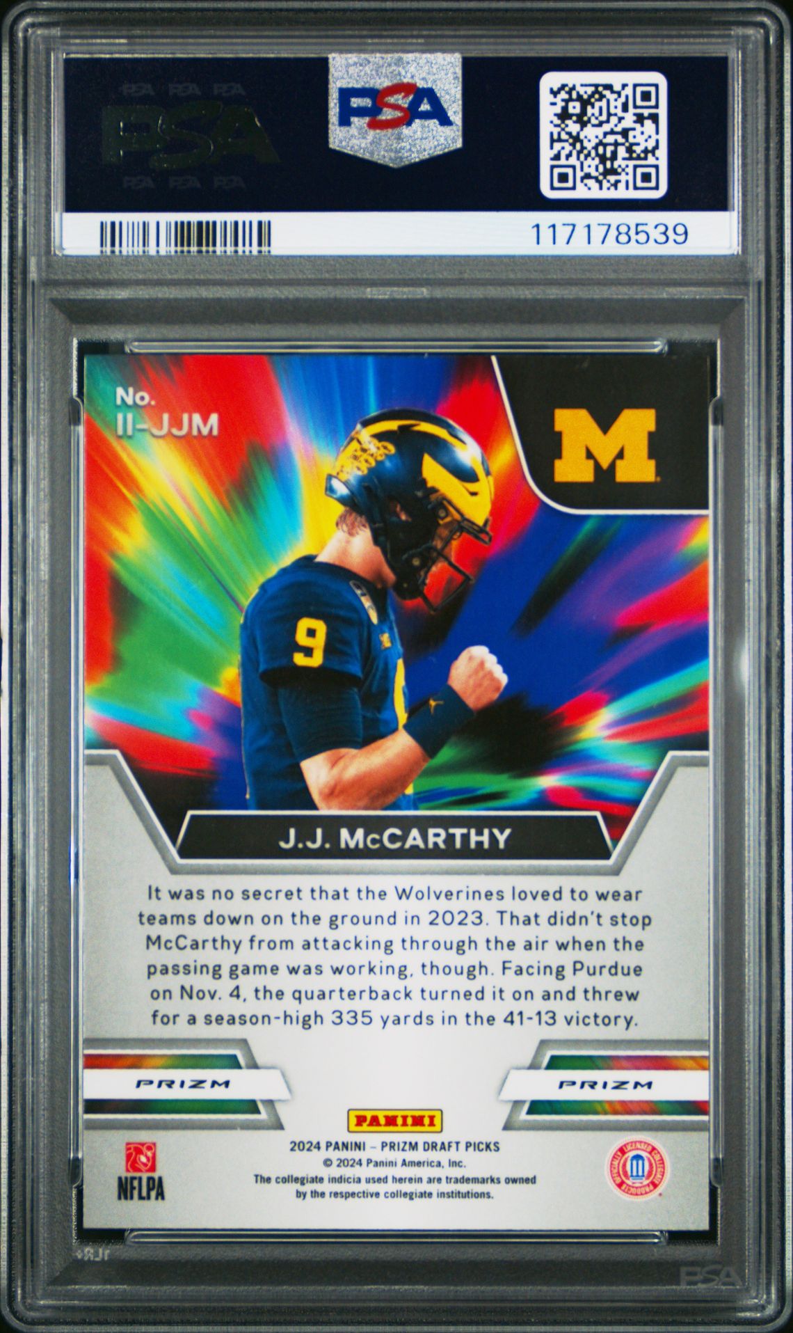2024 Panini Prizm Draft Picks Instant Impact Jj Mccarthy #Iijjm (Instant Impact-Red Ice) Gem Mt 10 back