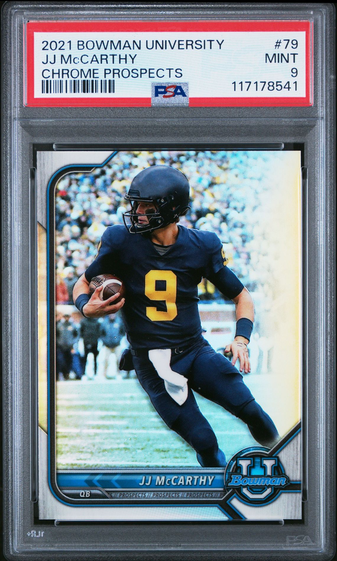 2021 Bowman University Chrome Prospects Jj Mccarthy #79 Mint 9 front