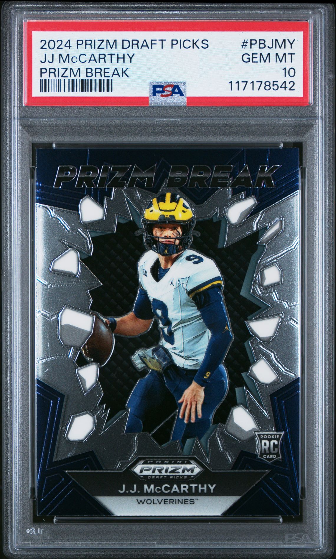 2024 Panini Prizm Draft Picks Prizm Break Jj Mccarthy #Pbjmy Gem Mt 10 front