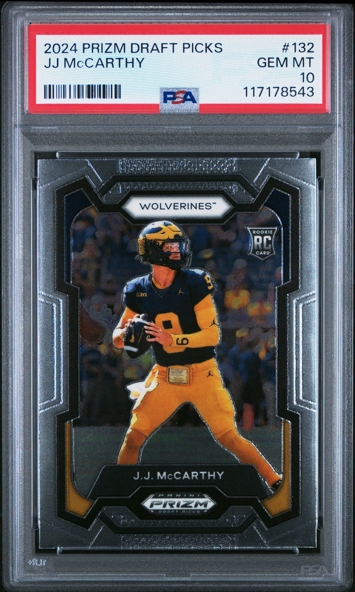 2024 Panini Prizm Draft Picks Jj Mccarthy #132 Gem Mt 10 front