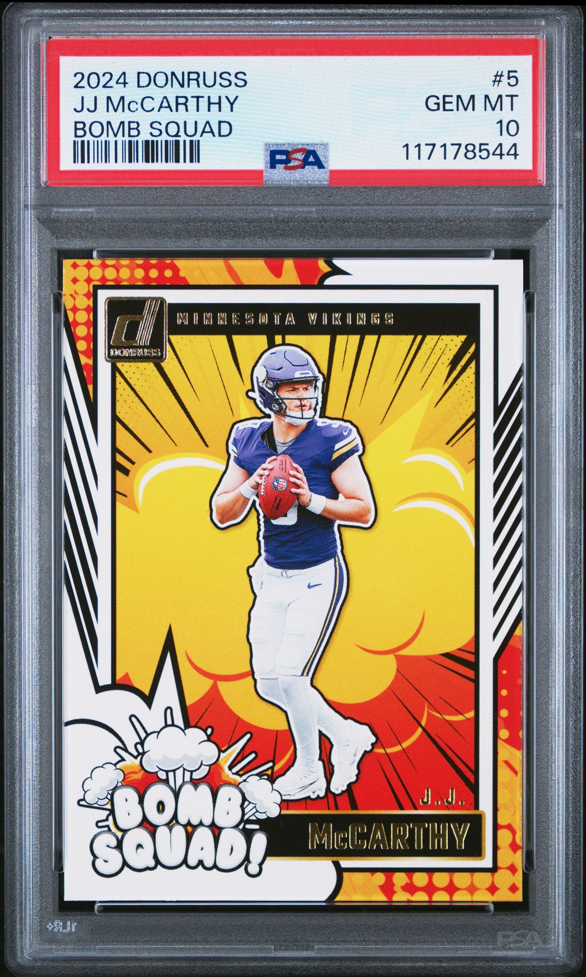 2024 Panini Donruss Bomb Squad Jj Mccarthy #5 Gem Mt 10 front