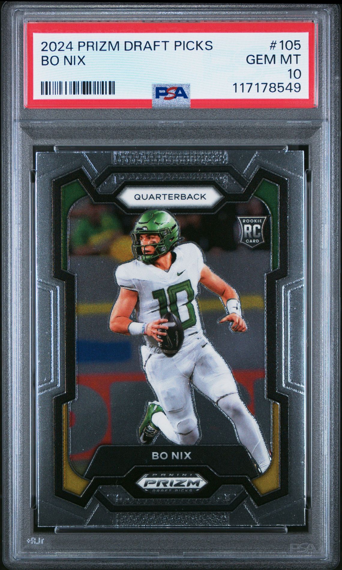 2024 Panini Prizm Draft Picks Bo Nix #105 Gem Mt 10 front