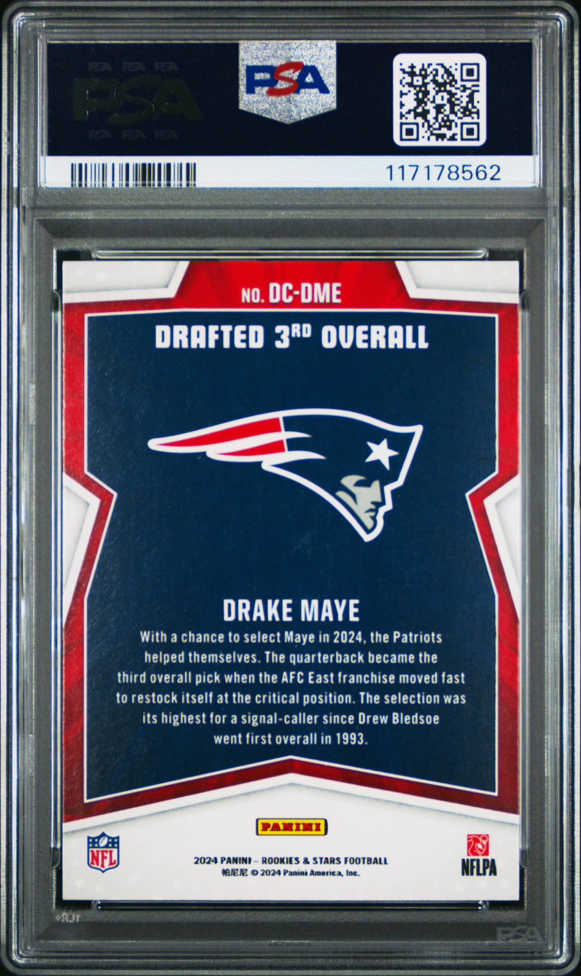 2024 Panini Rookies & Stars Draft Class Drake Maye #Dcdme Gem Mt 10 back