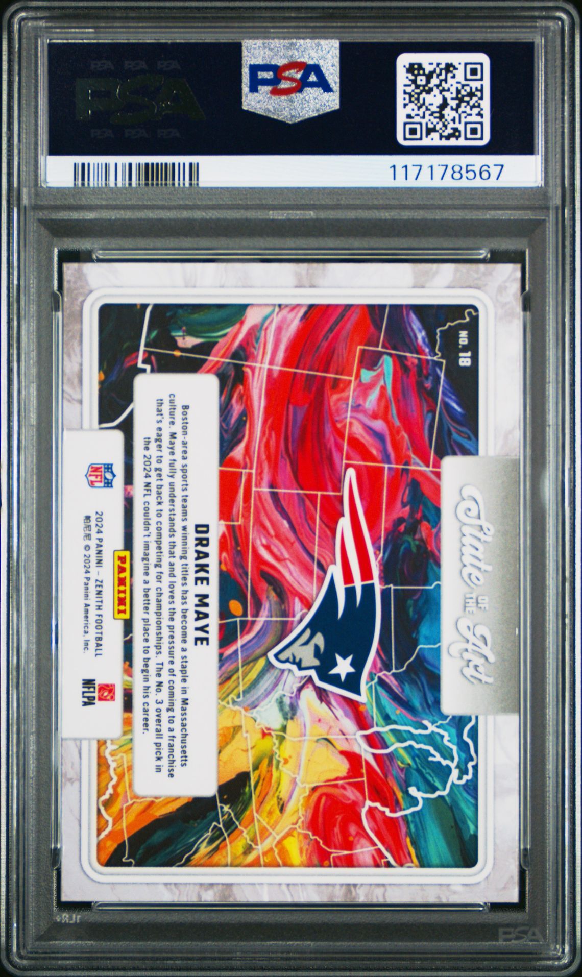 2024 Panini Zenith State Of The Art Drake Maye #18 Mint 9 back