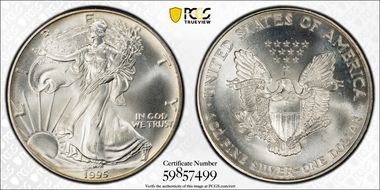 1995 $1 Silver Eagle MS67