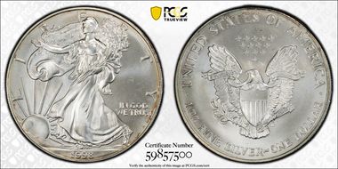1998 $1 Silver Eagle MS66