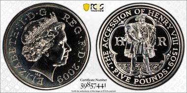 2009 £5 S-L20 Henry VIII Cu/Ni MS68