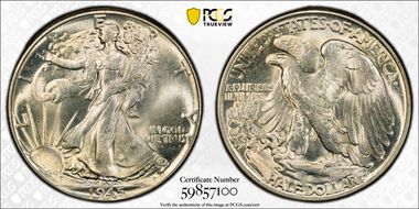 1945 50C FS-901, Missing Initials MS66