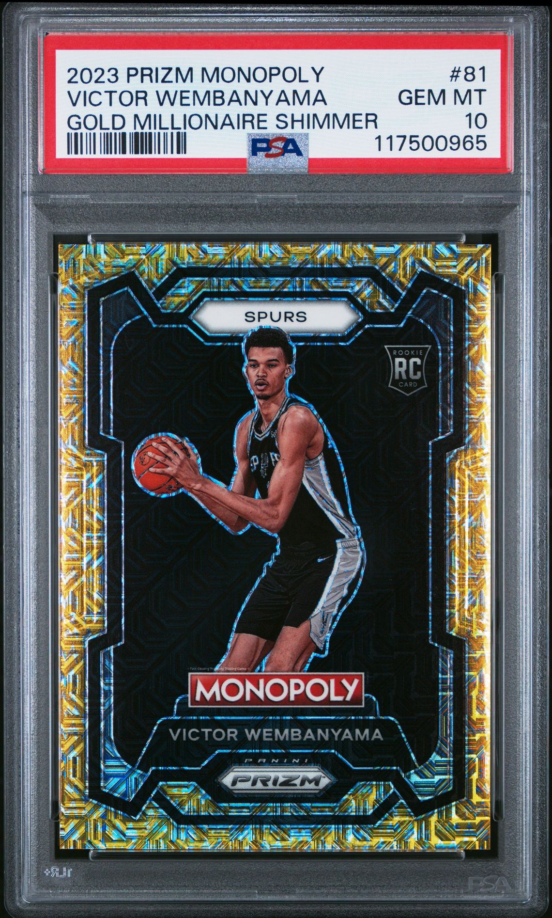 2023 Panini PANINI PRIZM MONOPOLY GOLD MILLIONAIRE SHIMMER #81 Victor Wembanyama front